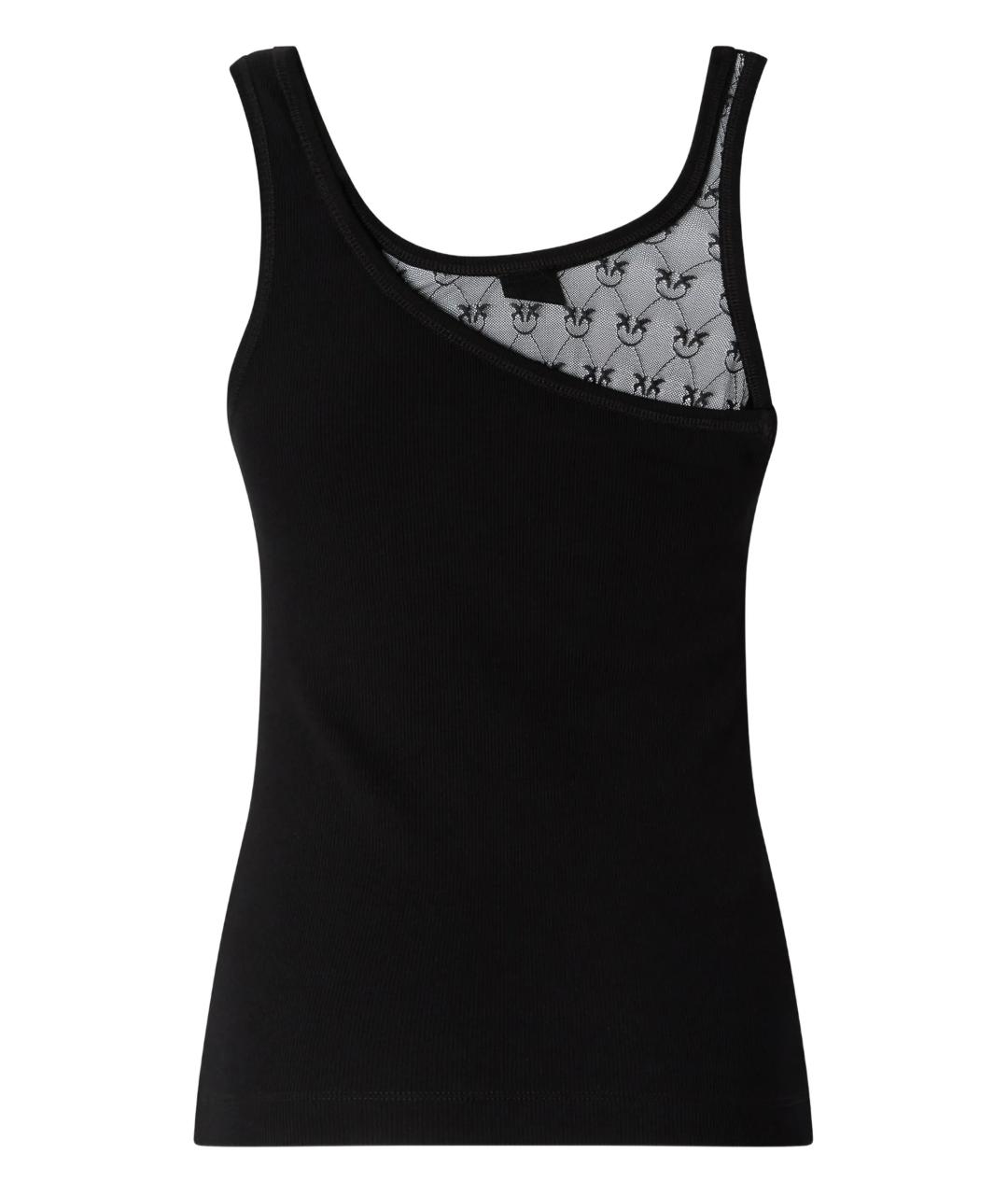 PINKO Черная хлопко-эластановая майка, фото 3