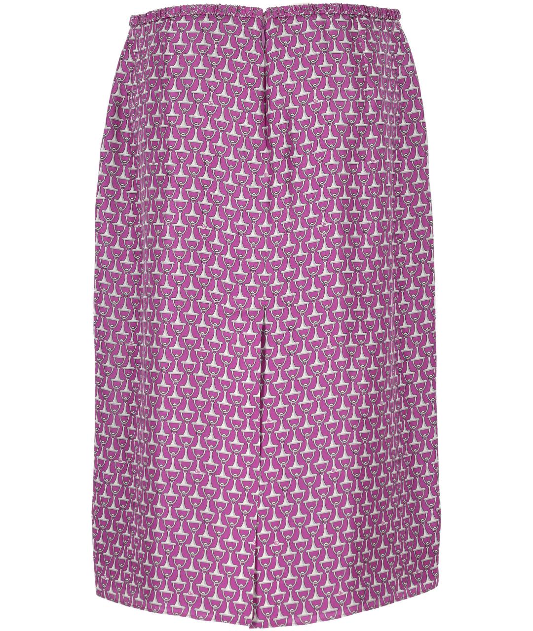 GUCCI Фиолетовая шелковая юбка миди, фото 3
