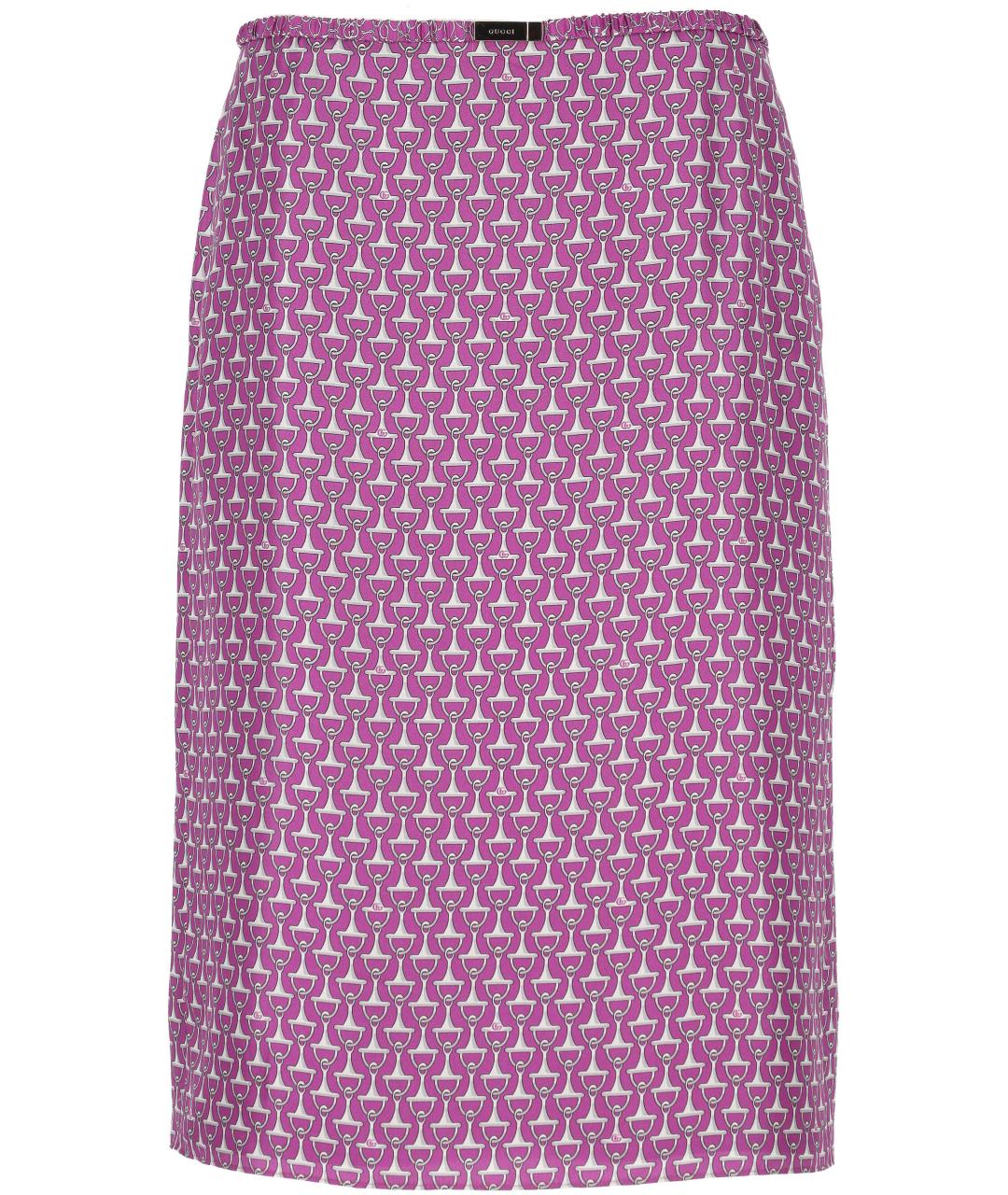 GUCCI Фиолетовая шелковая юбка миди, фото 1