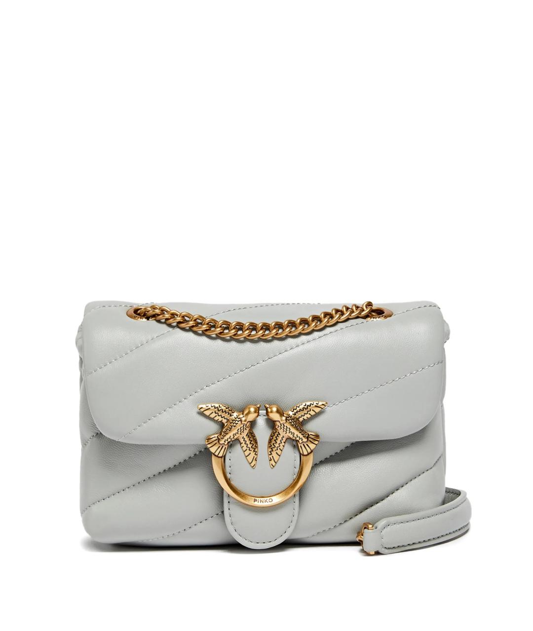 PINKO Серая кожаная сумка через плечо, фото 1
