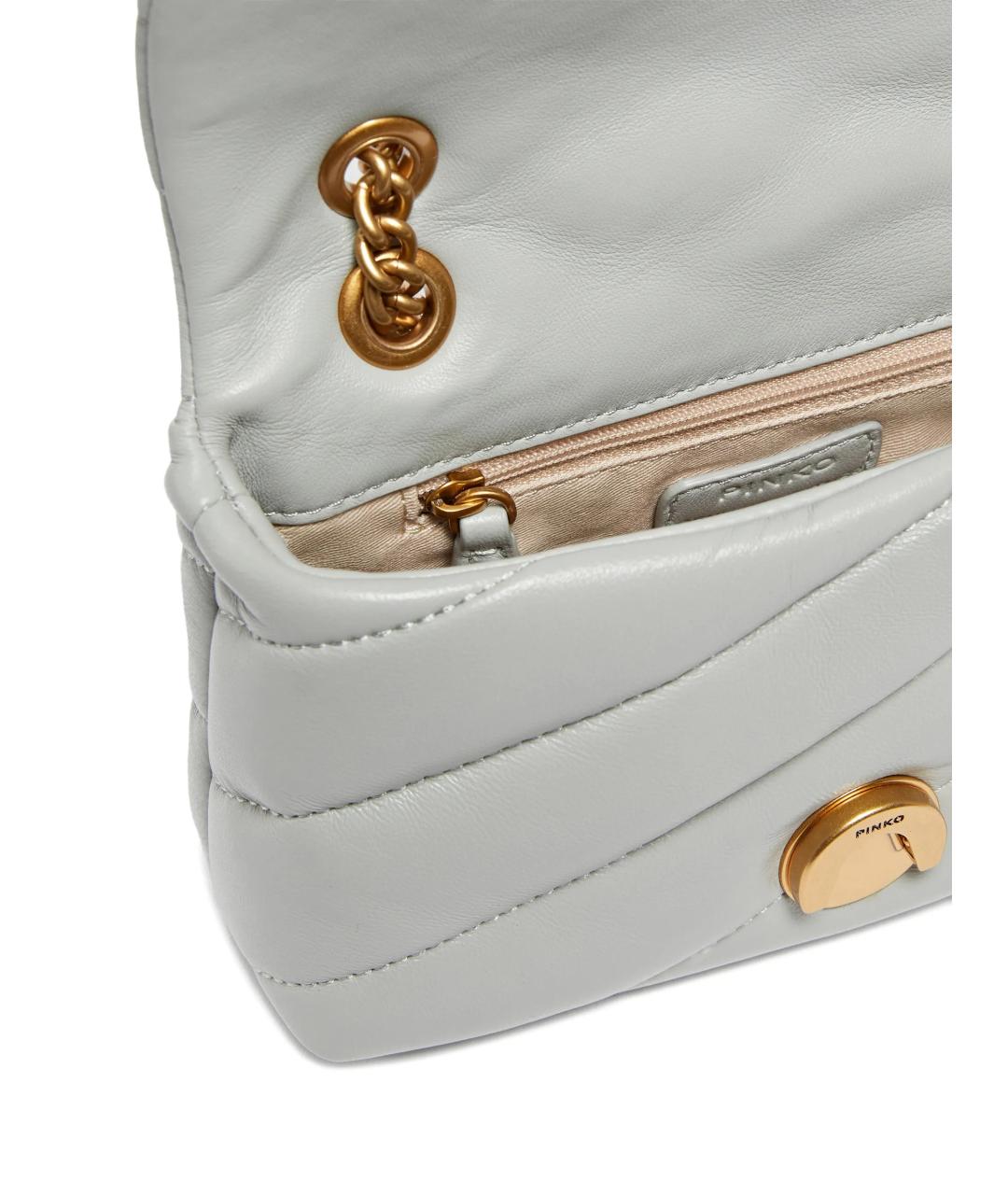 PINKO Серая кожаная сумка через плечо, фото 4