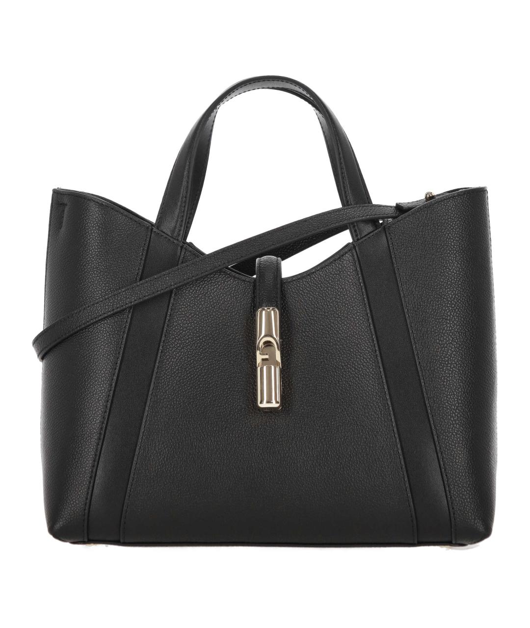 FURLA Черная кожаная сумка тоут, фото 1