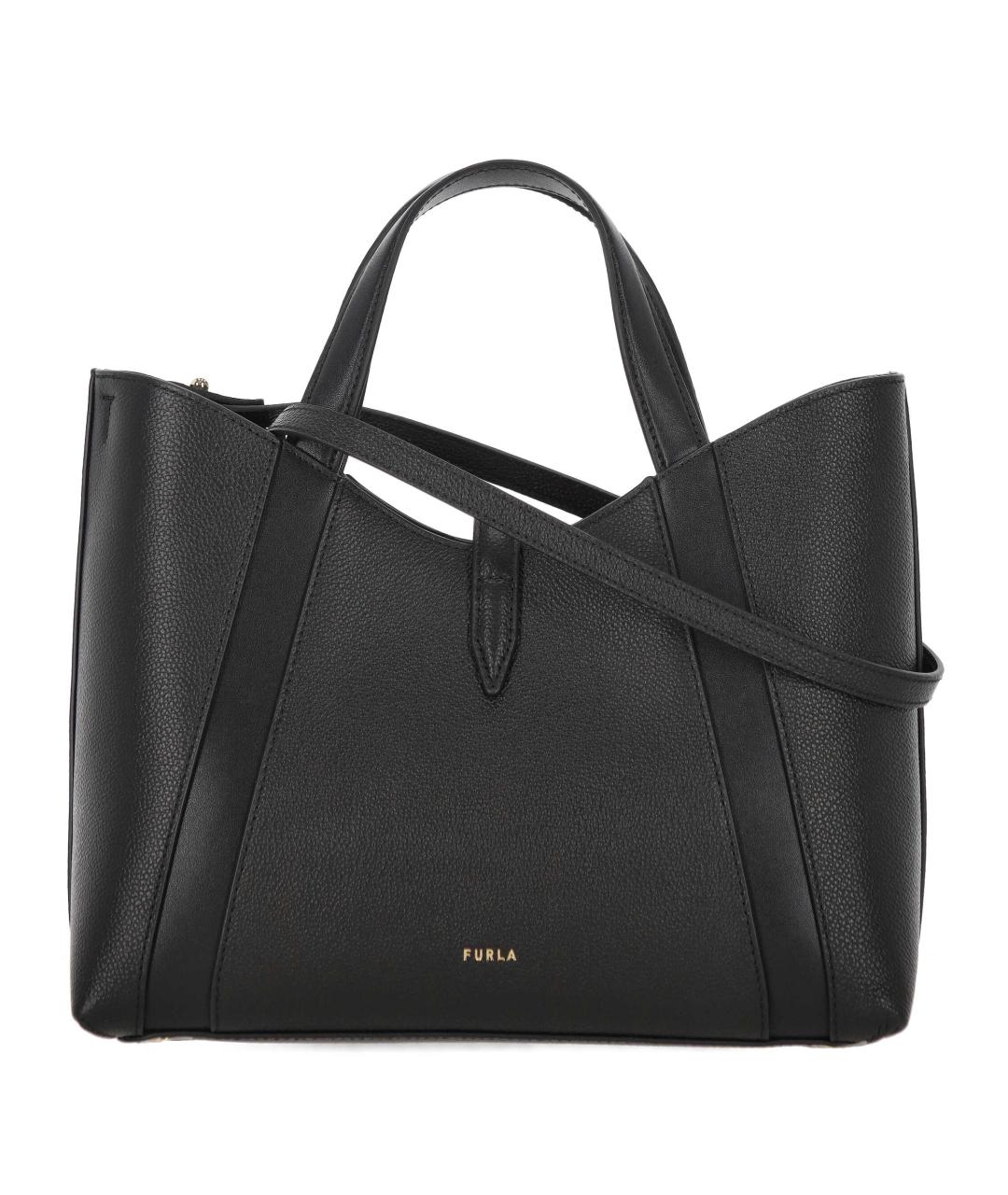 FURLA Черная кожаная сумка тоут, фото 3