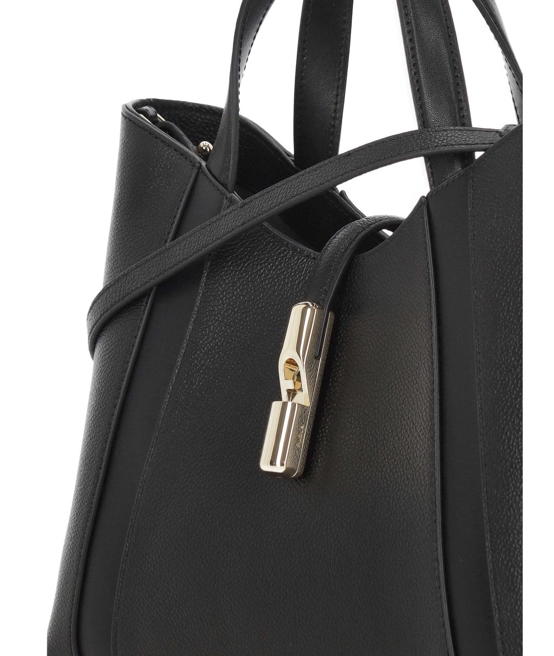 FURLA Черная кожаная сумка тоут, фото 4