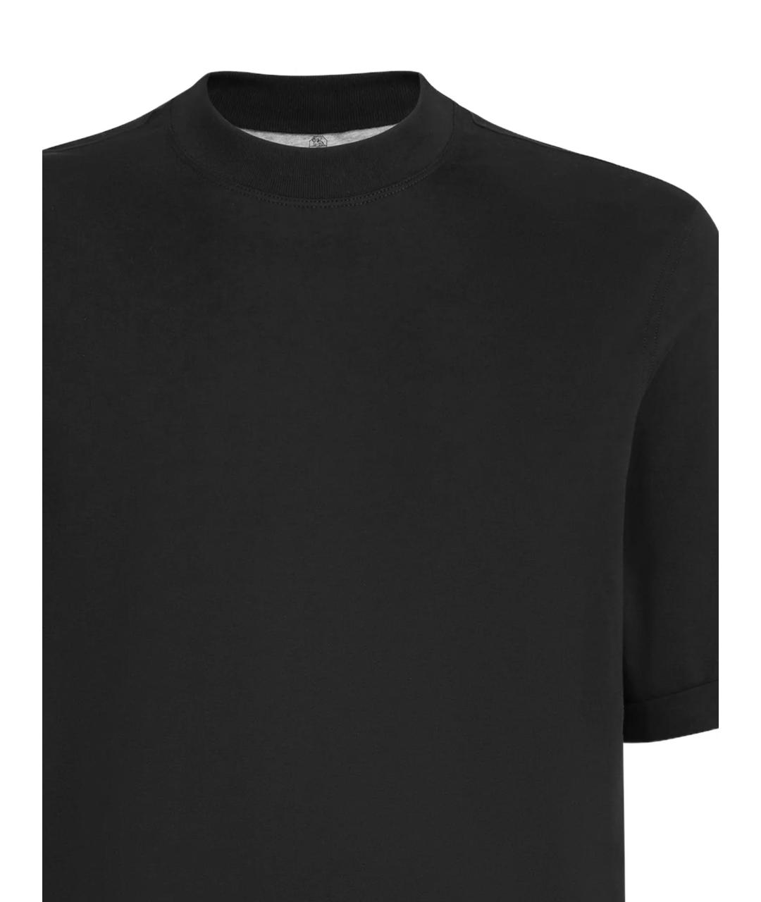 BRUNELLO CUCINELLI Черная хлопковая футболка, фото 2