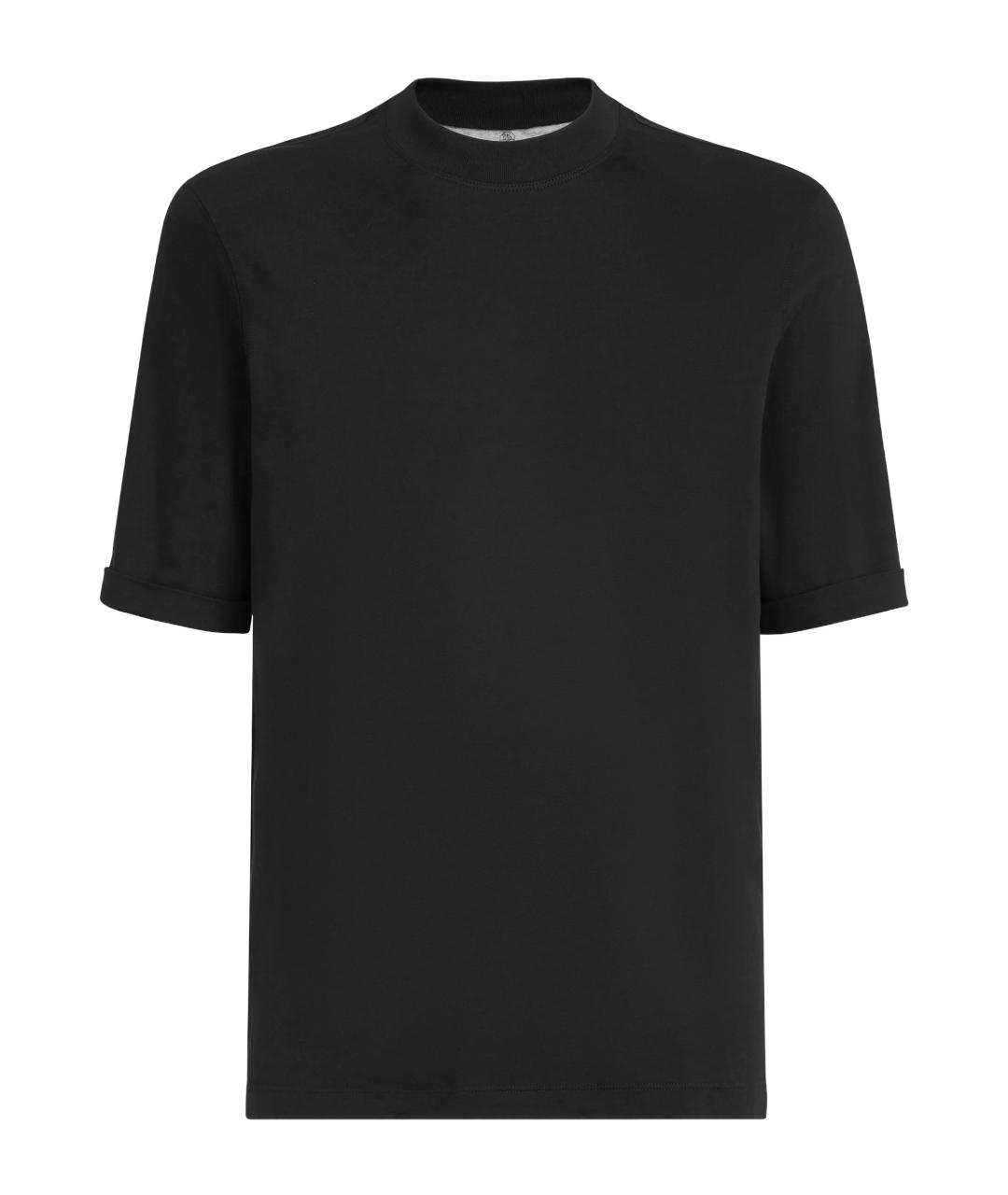 BRUNELLO CUCINELLI Черная хлопковая футболка, фото 1