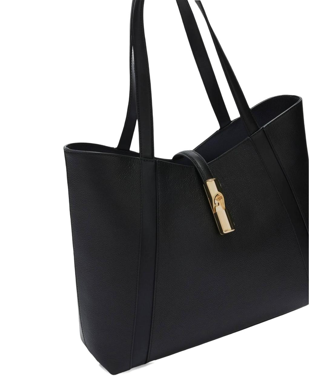 FURLA Черная кожаная сумка тоут, фото 2