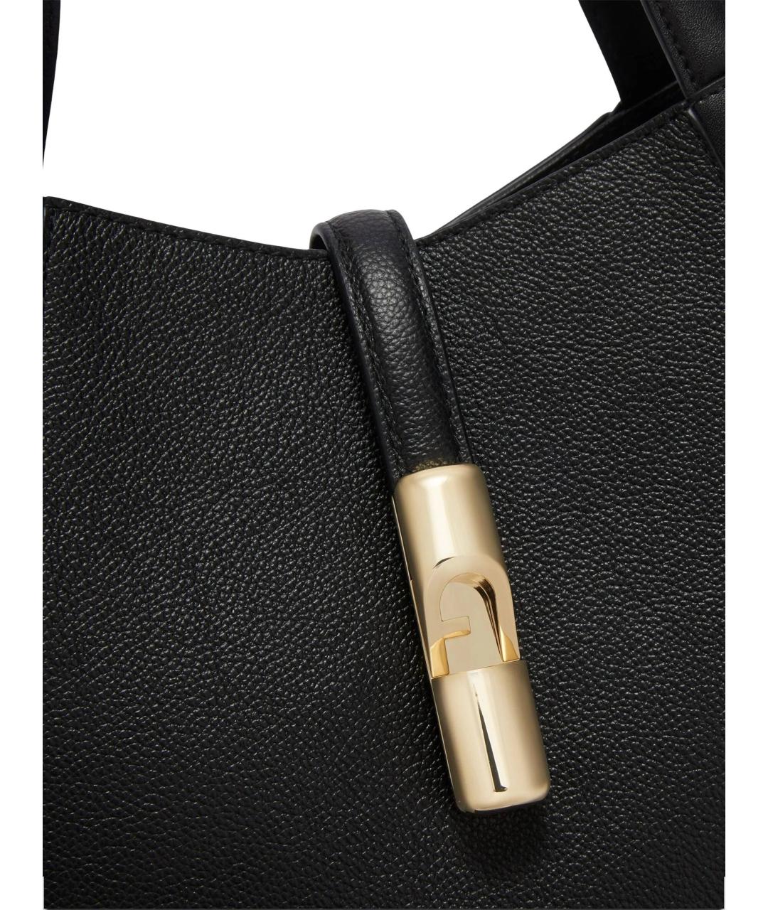 FURLA Черная кожаная сумка тоут, фото 5