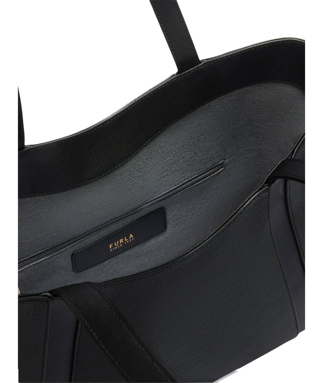 FURLA Черная кожаная сумка тоут, фото 4