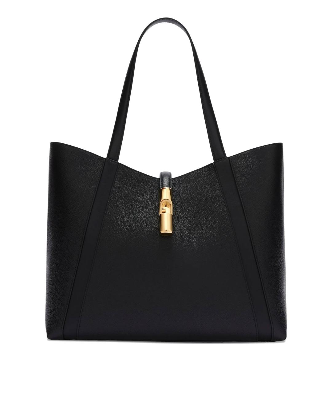 FURLA Черная кожаная сумка тоут, фото 1