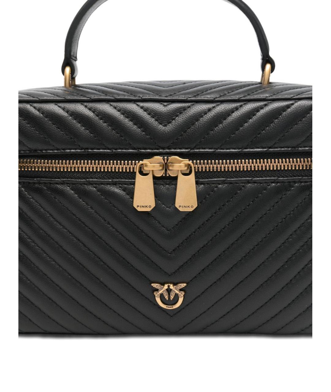 PINKO Черная кожаная сумка с короткими ручками, фото 2