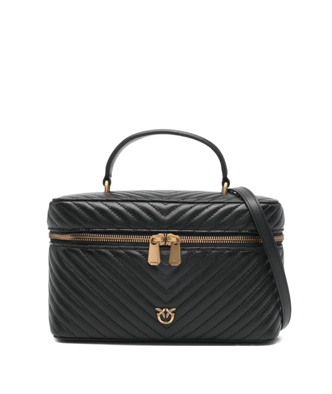 PINKO Черная кожаная сумка с короткими ручками, фото 1