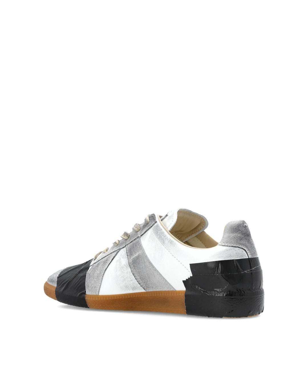 MAISON MARGIELA Серые кожаные низкие кроссовки / кеды, фото 3