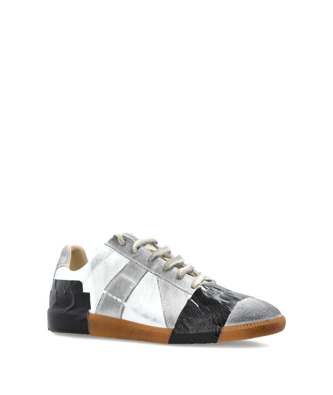 MAISON MARGIELA Серые кожаные низкие кроссовки / кеды, фото 2