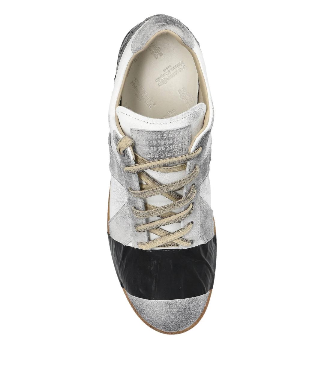 MAISON MARGIELA Серые кожаные низкие кроссовки / кеды, фото 4