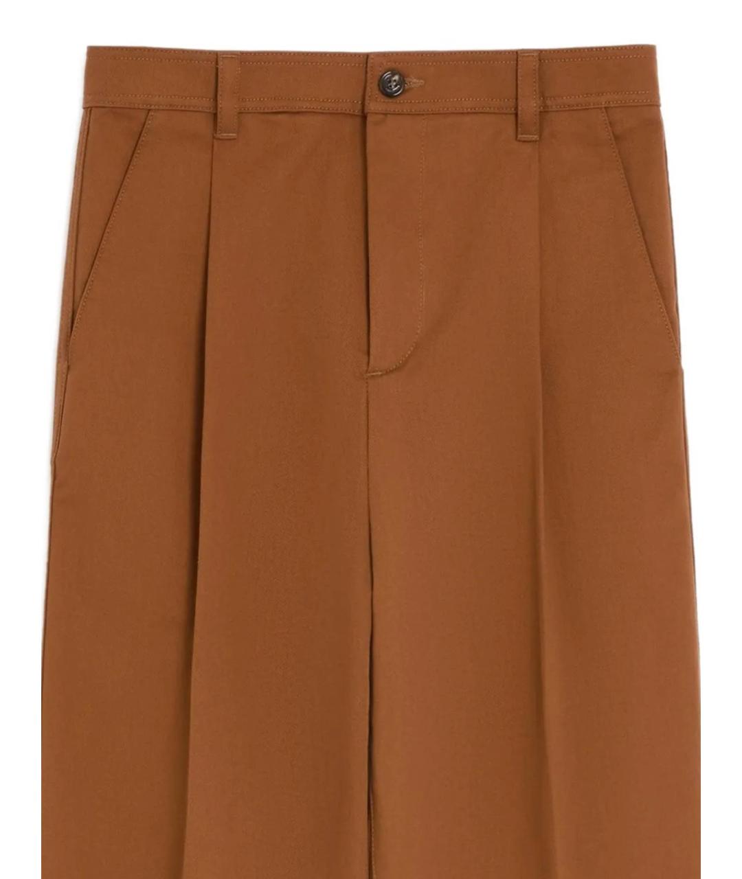 VALENTINO Коричневые хлопковые повседневные брюки, фото 2