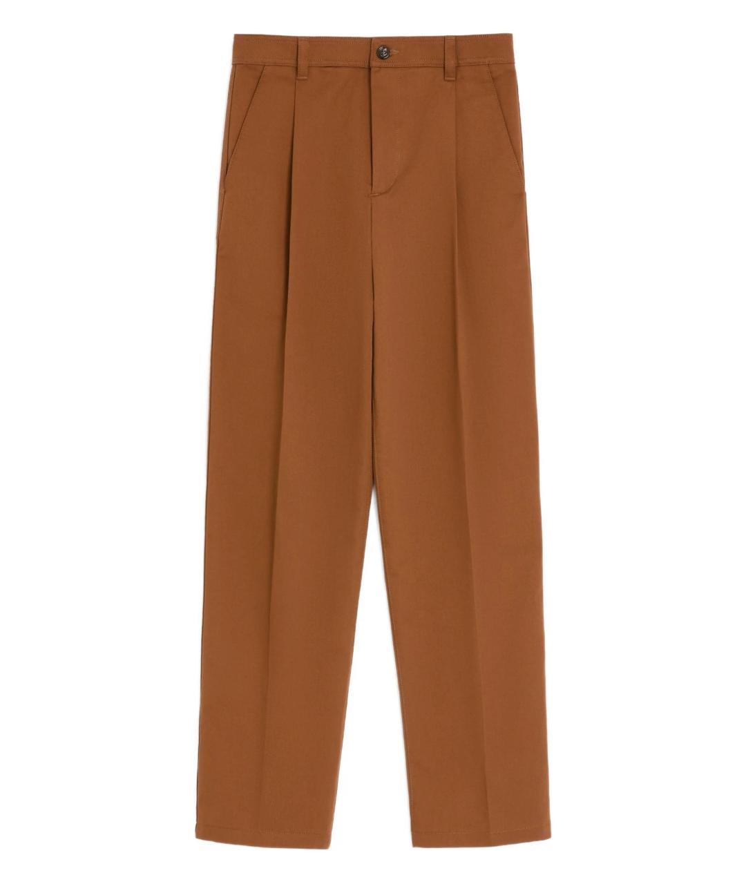 VALENTINO Коричневые хлопковые повседневные брюки, фото 1