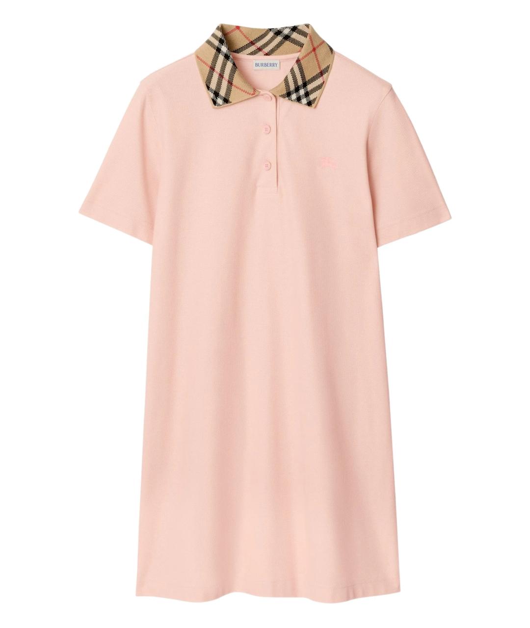 BURBERRY Розовое хлопковое повседневное платье, фото 1