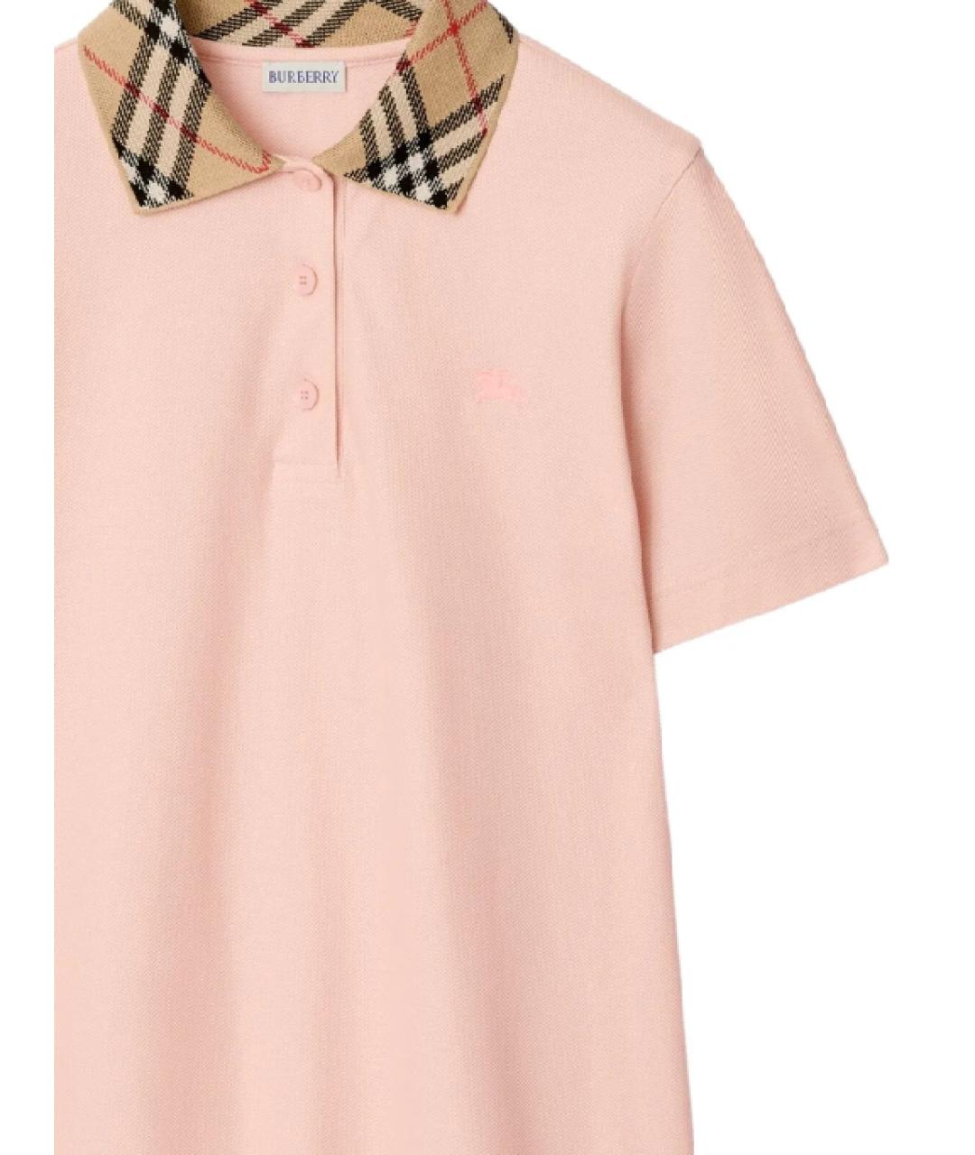 BURBERRY Розовое хлопковое повседневное платье, фото 2