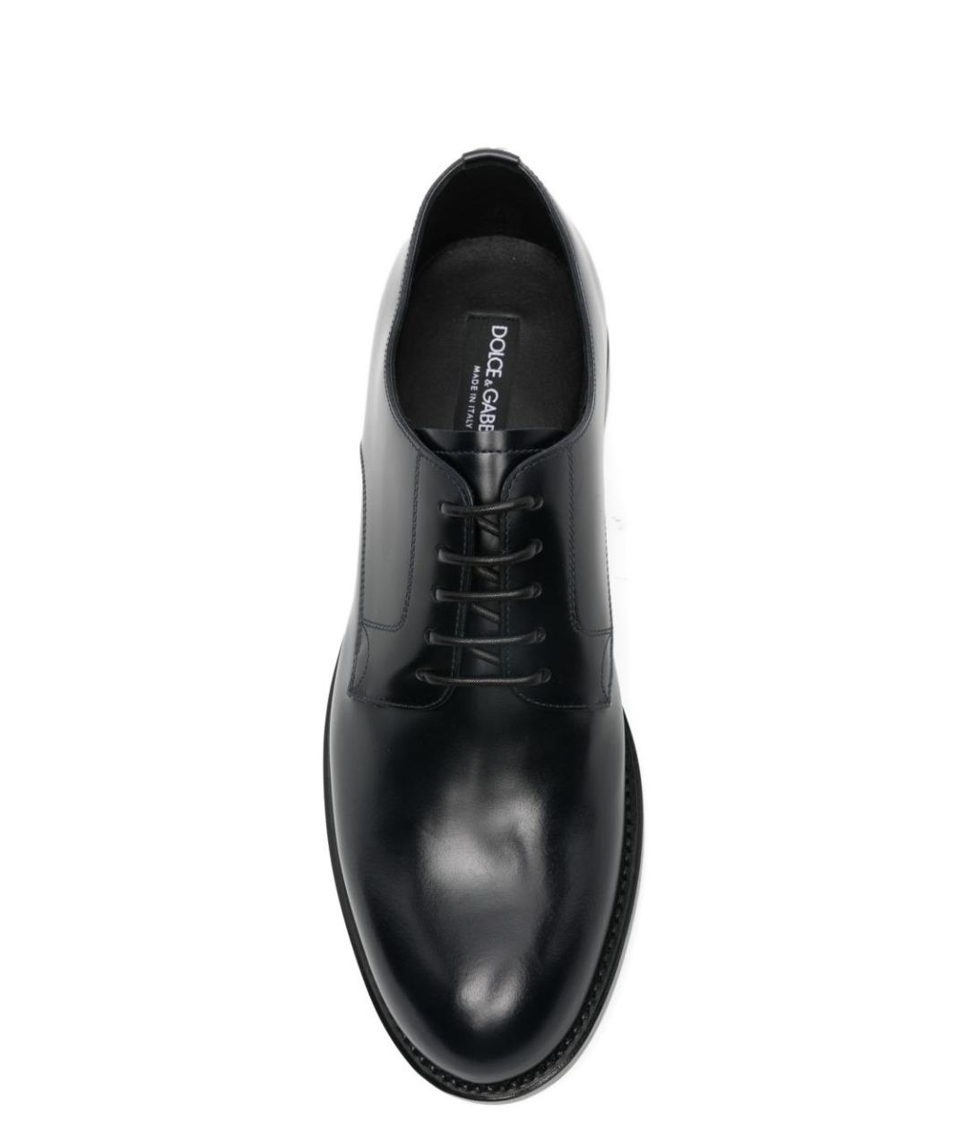 DOLCE&GABBANA Темно-синие кожаные туфли, фото 4