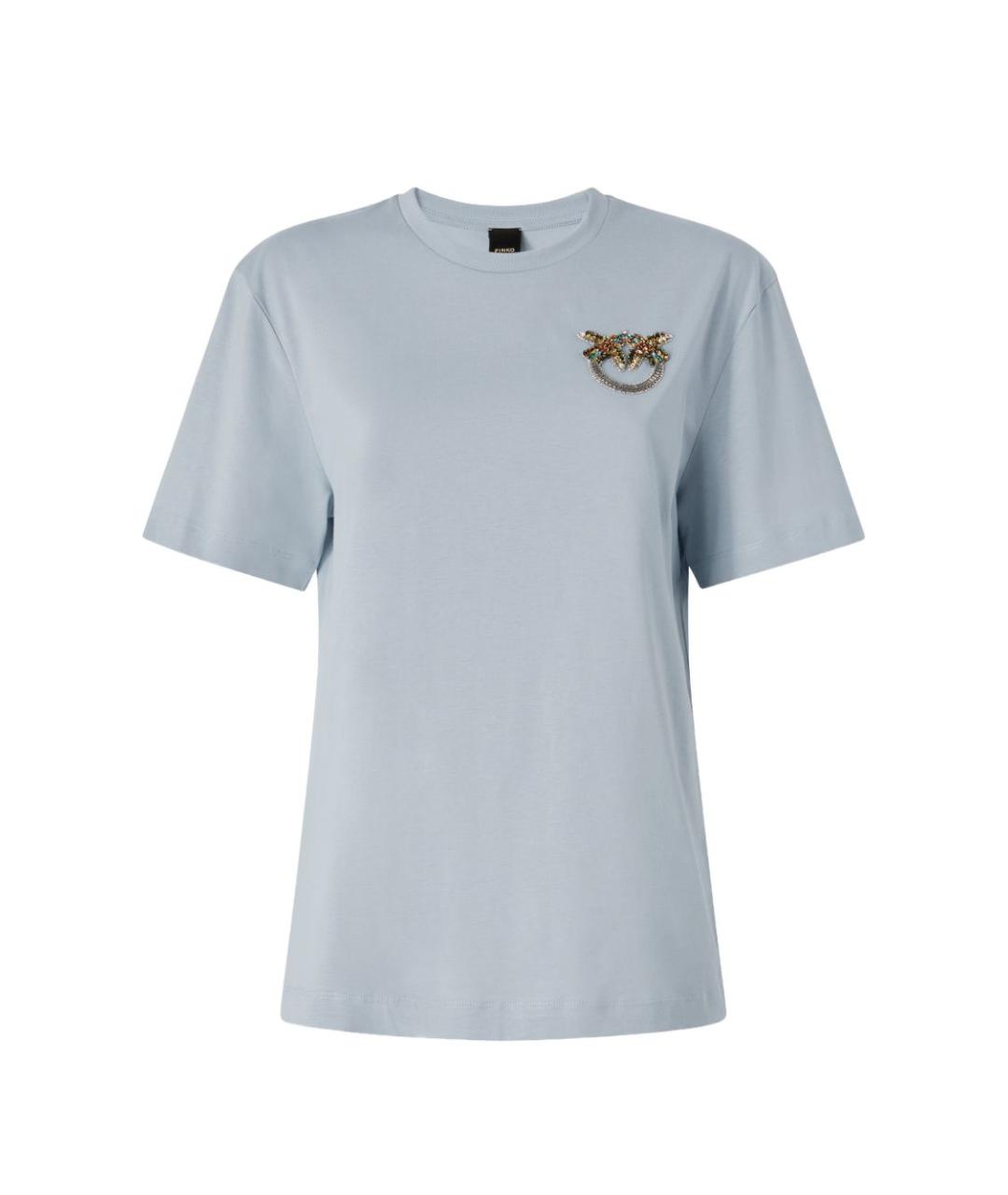 PINKO Голубая хлопковая футболка, фото 1