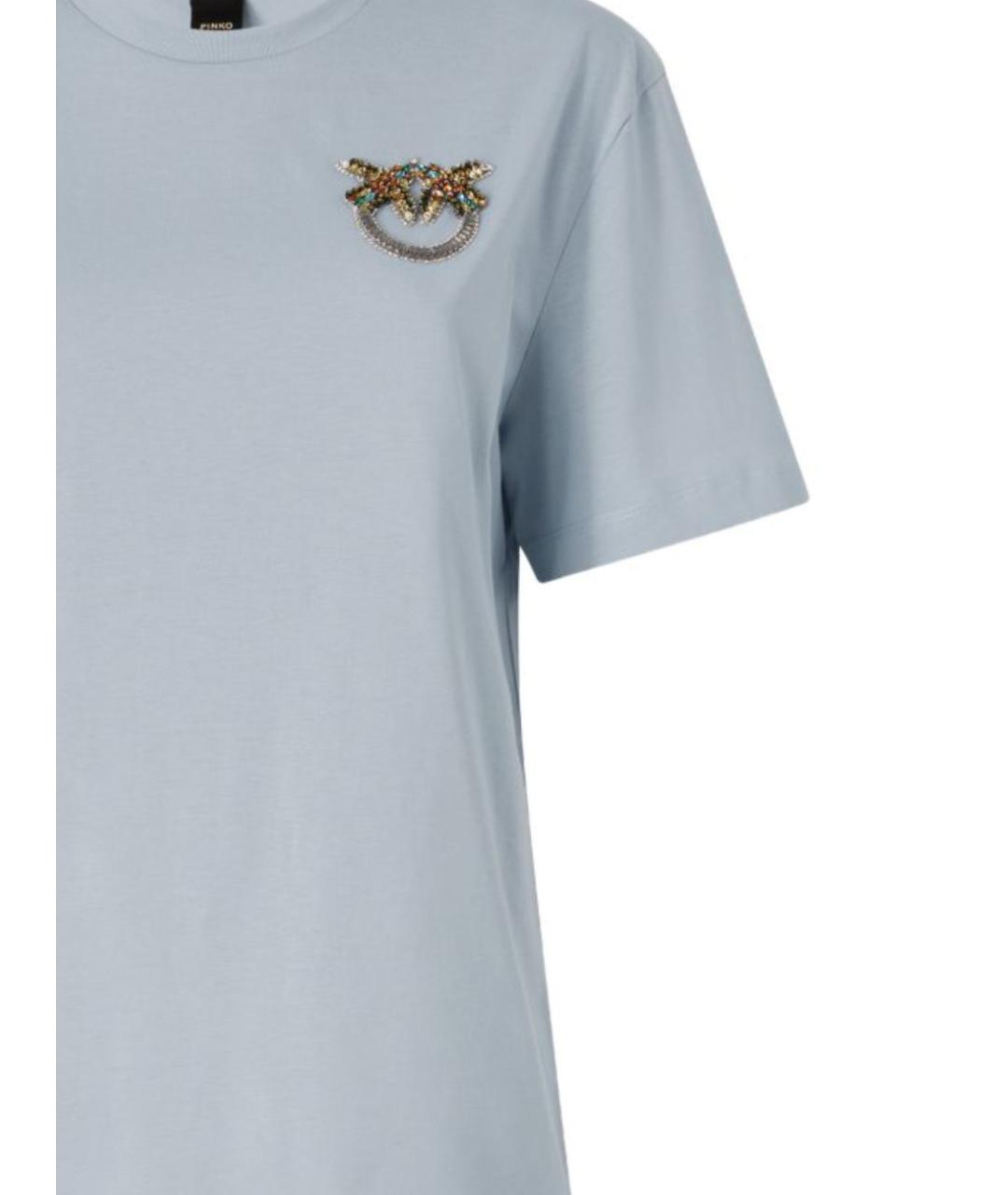 PINKO Голубая хлопковая футболка, фото 2