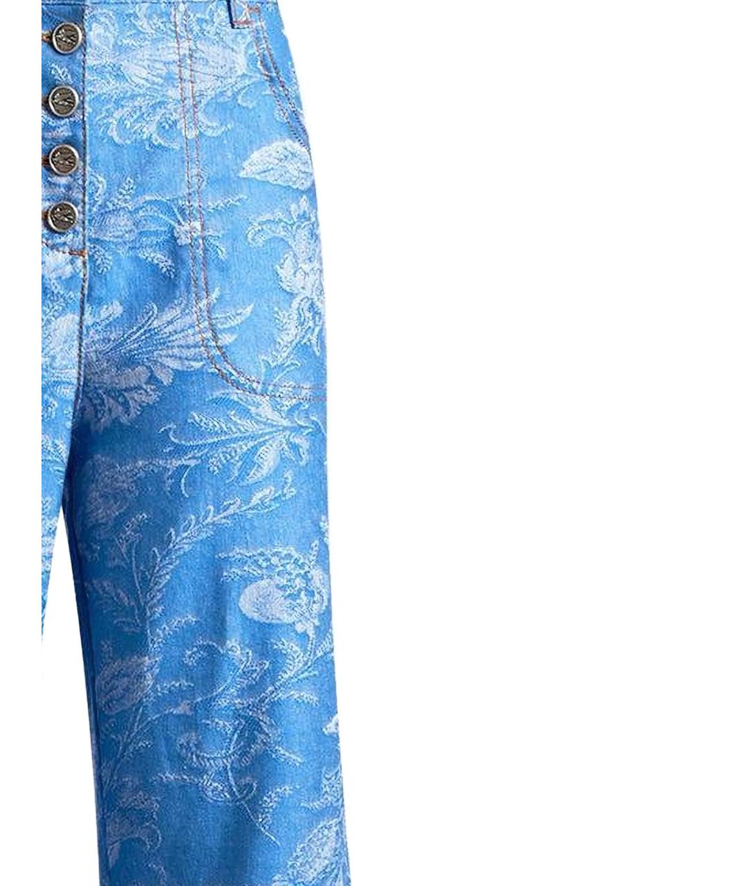 ETRO Синие хлопко-леновые прямые джинсы, фото 2