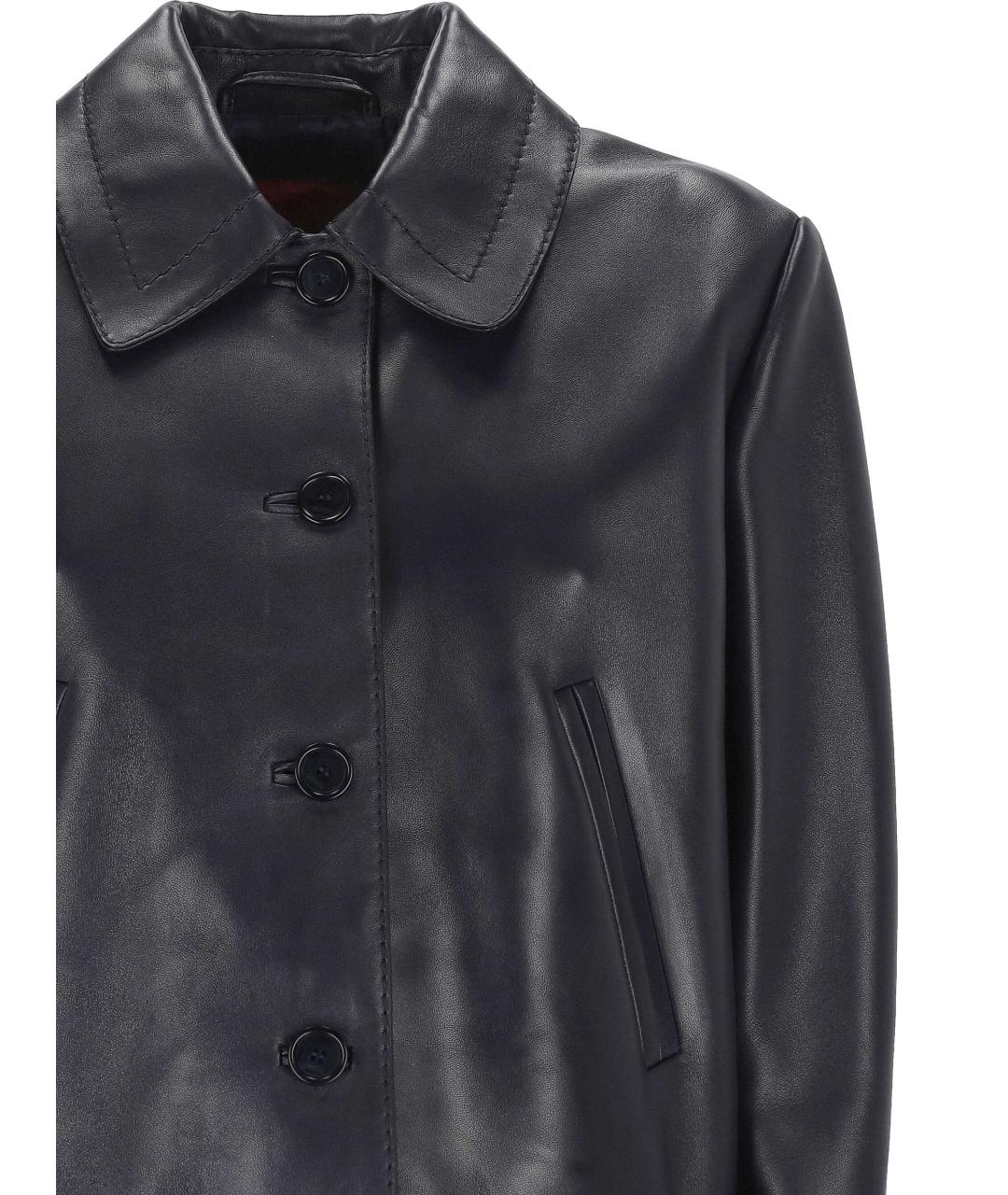 GUCCI Темно-синяя кожаная куртка, фото 2