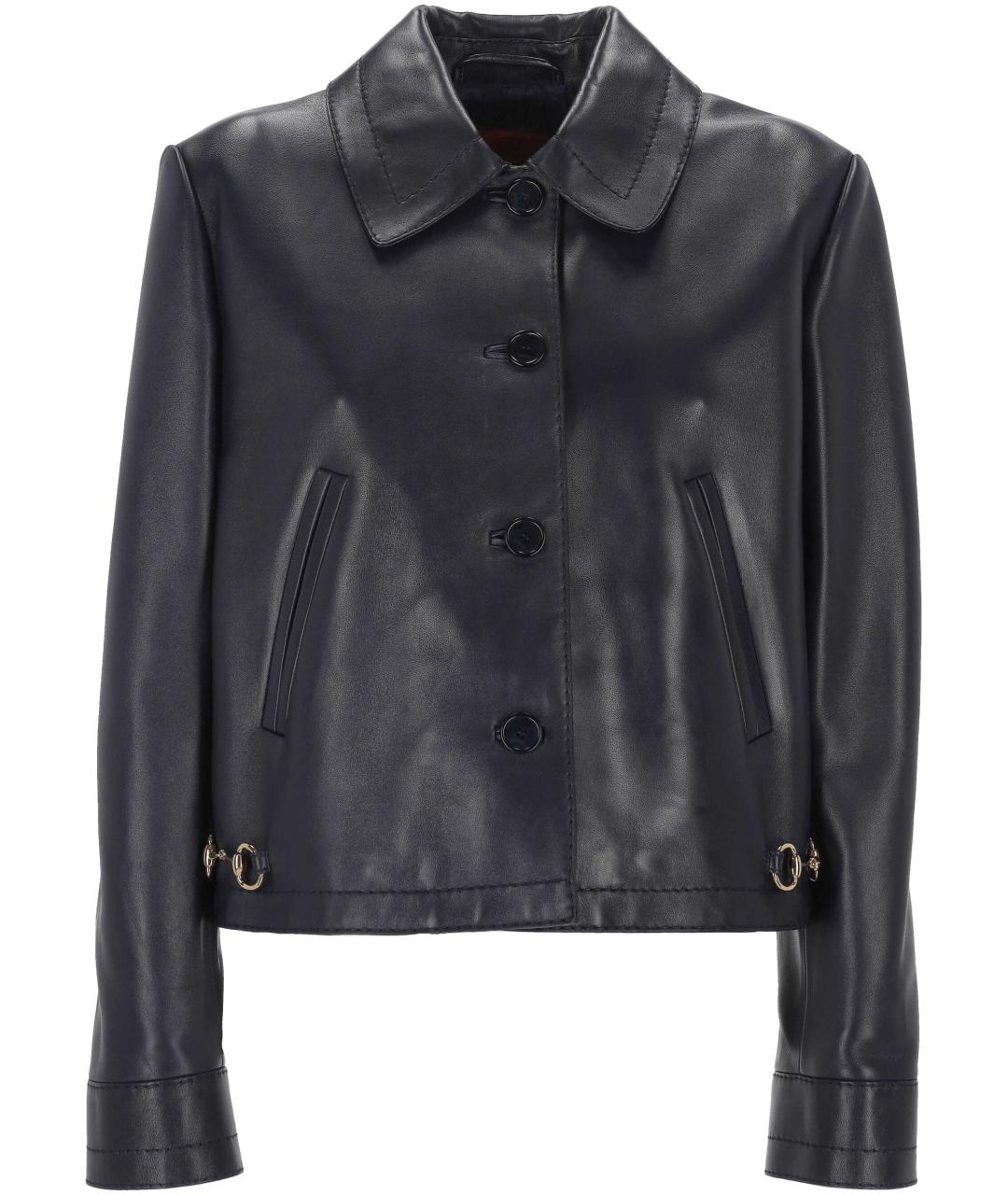 GUCCI Темно-синяя кожаная куртка, фото 1