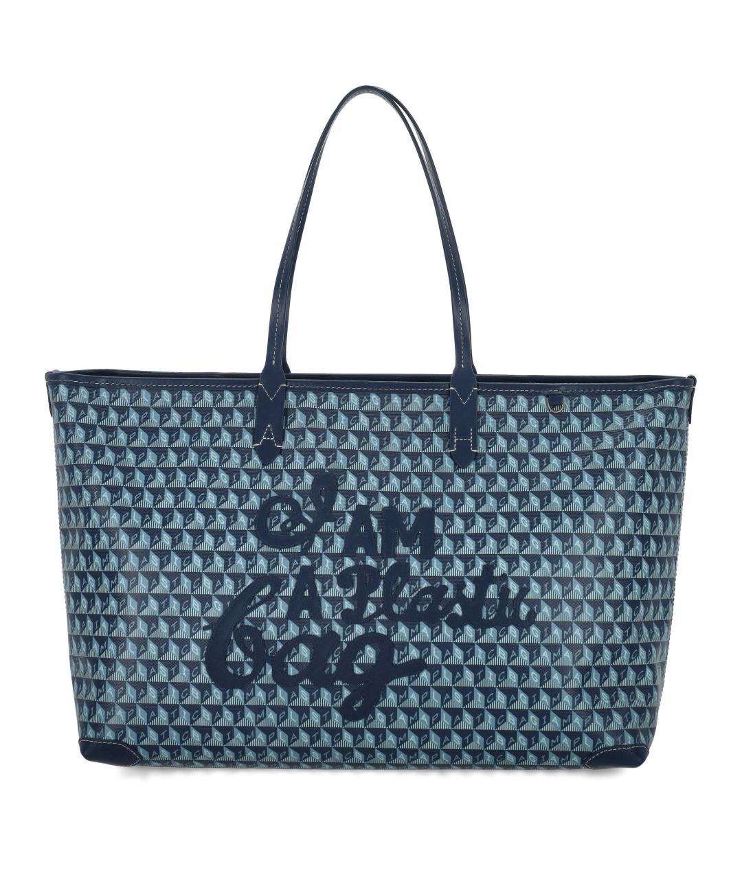 ANYA HINDMARCH Синяя кожаная сумка тоут, фото 1