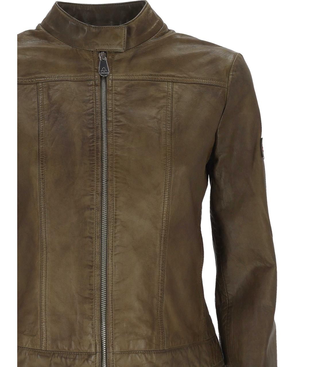 PEUTEREY Хаки кожаная куртка, фото 2