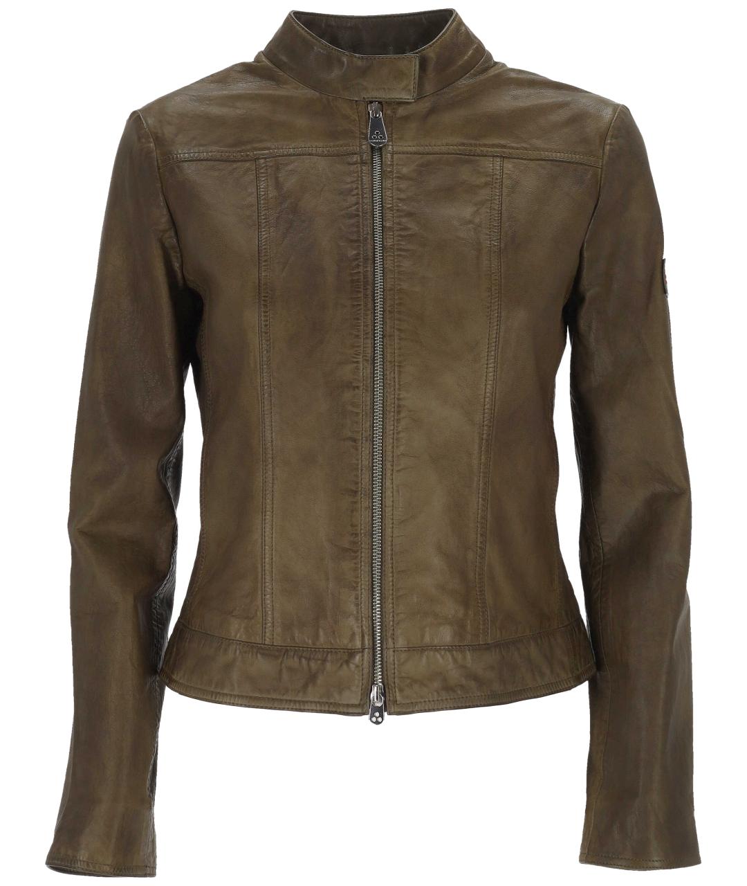 PEUTEREY Хаки кожаная куртка, фото 1