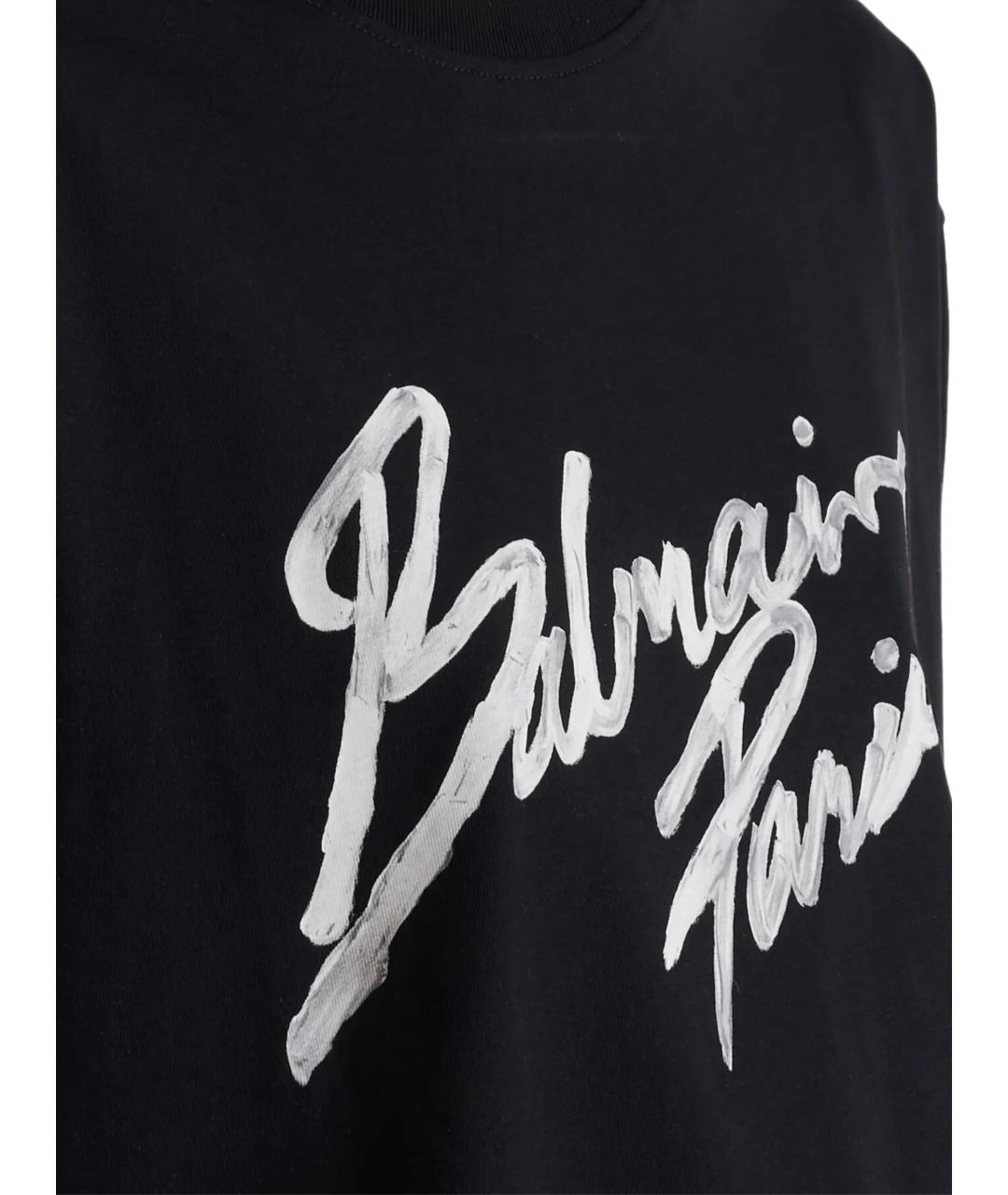 BALMAIN Черная хлопковая футболка, фото 2