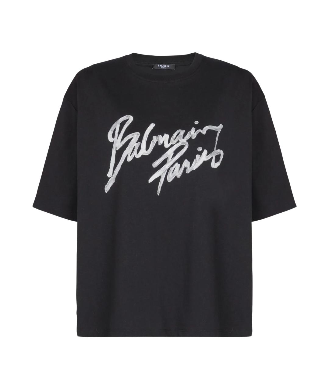 BALMAIN Черная хлопковая футболка, фото 1