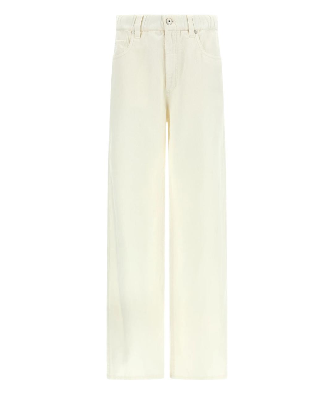 BRUNELLO CUCINELLI Бежевые хлопковые прямые брюки, фото 1