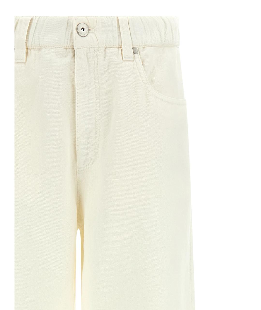 BRUNELLO CUCINELLI Бежевые хлопковые прямые брюки, фото 2