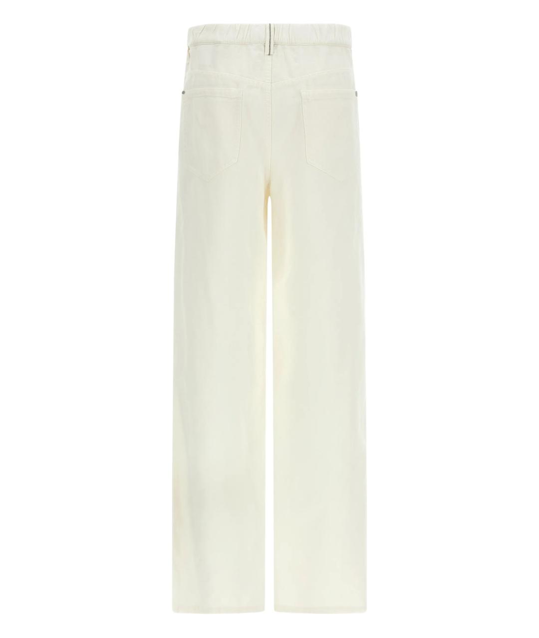 BRUNELLO CUCINELLI Бежевые хлопковые прямые брюки, фото 3