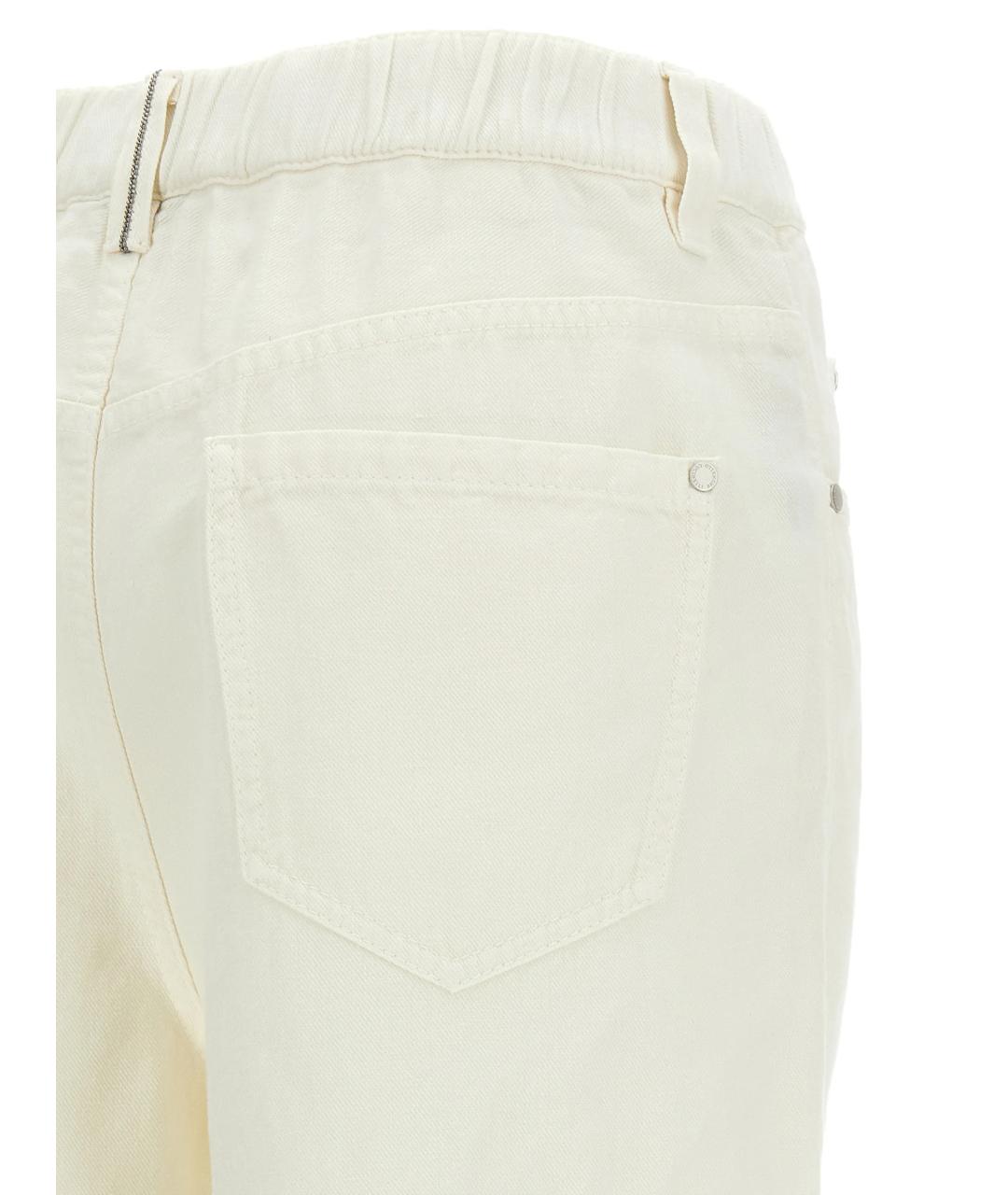 BRUNELLO CUCINELLI Бежевые хлопковые прямые брюки, фото 4