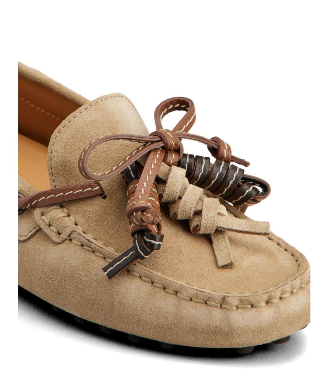 TOD'S Бежевые замшевые лоферы, фото 4