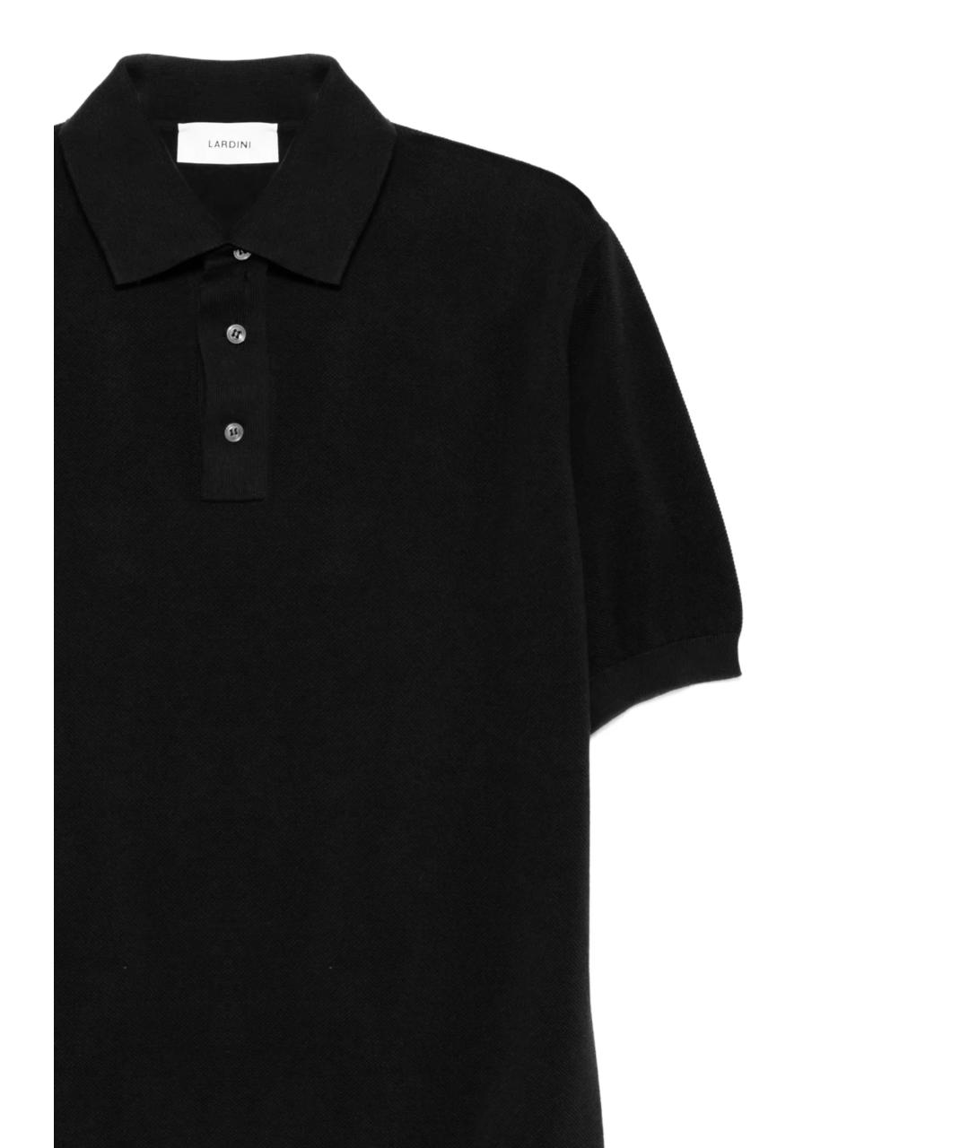 LARDINI Черное хлопковое поло с коротким рукавом, фото 2