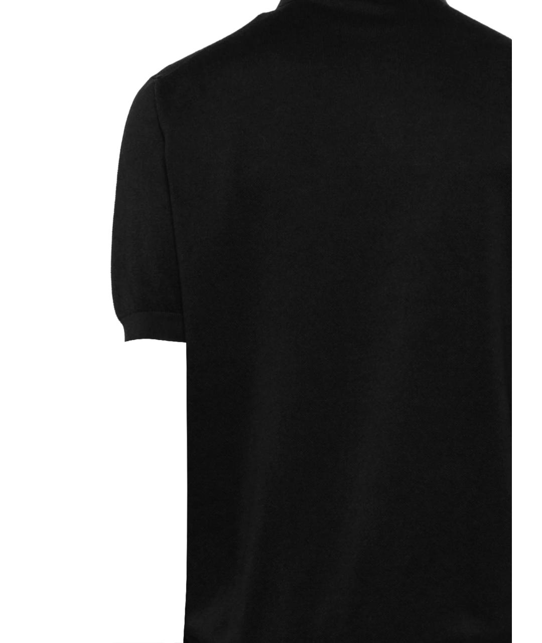 LARDINI Черное хлопковое поло с коротким рукавом, фото 3