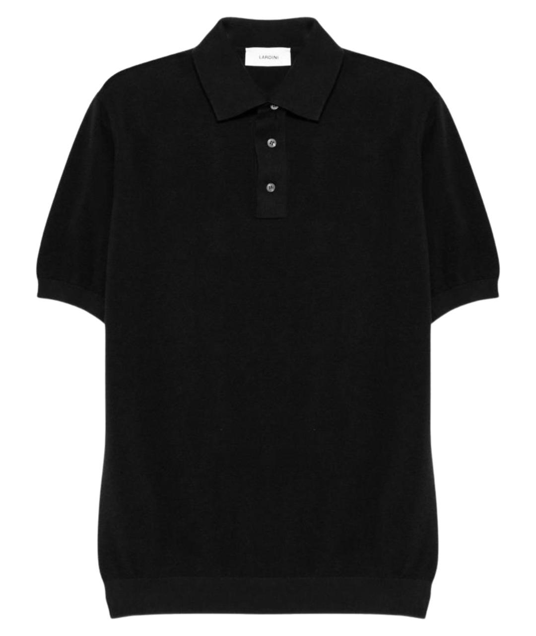 LARDINI Черное хлопковое поло с коротким рукавом, фото 1