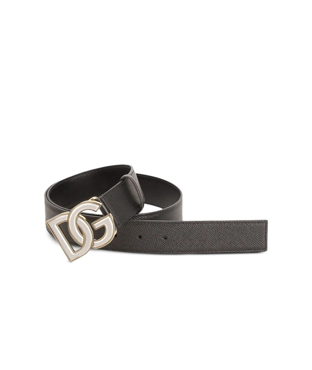 DOLCE&GABBANA Черный кожаный ремень, фото 2