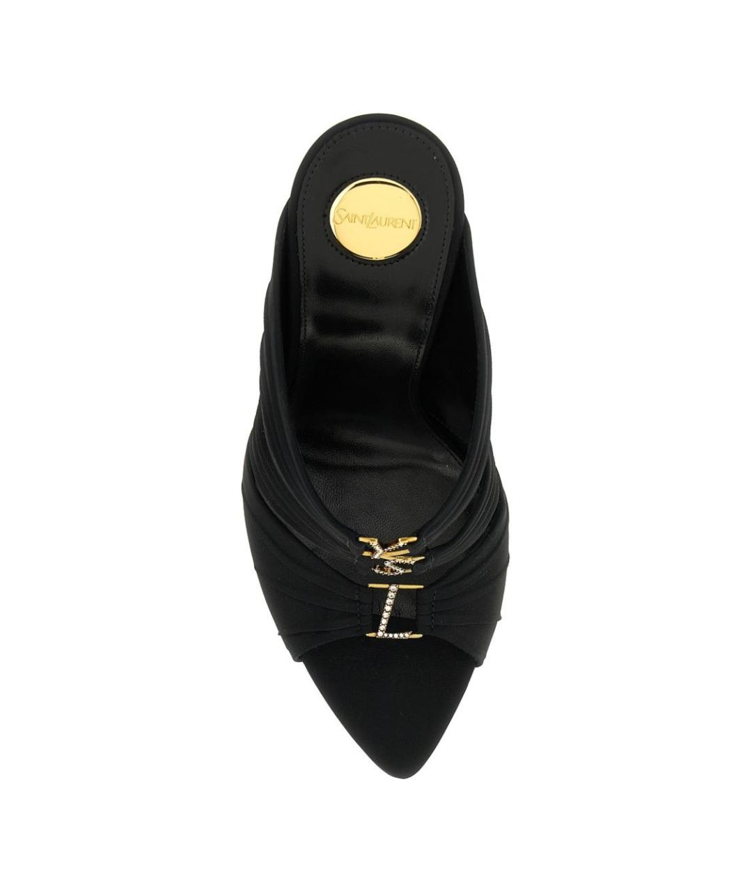 SAINT LAURENT Черные текстильные мюли, фото 4