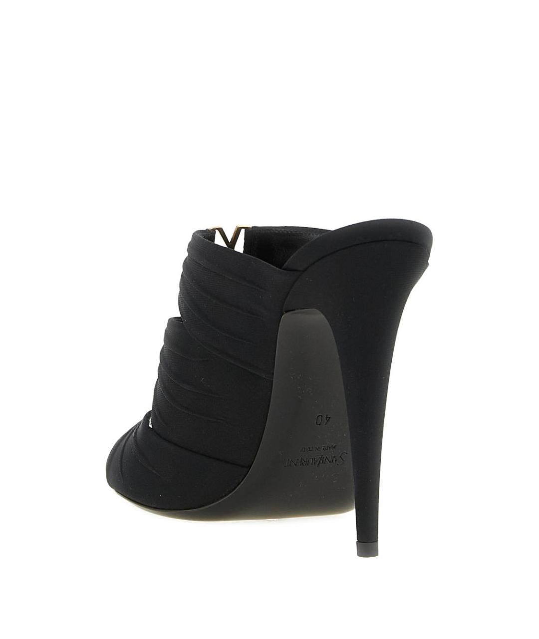 SAINT LAURENT Черные текстильные мюли, фото 3