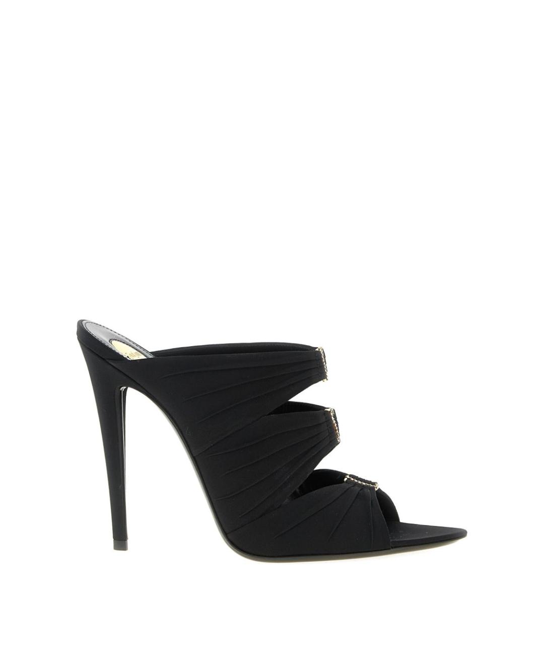 SAINT LAURENT Черные текстильные мюли, фото 1