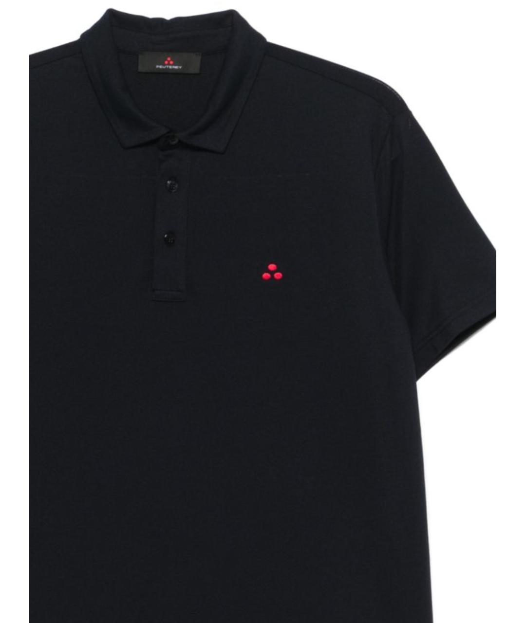 PEUTEREY Темно-синее хлопковое поло с коротким рукавом, фото 2