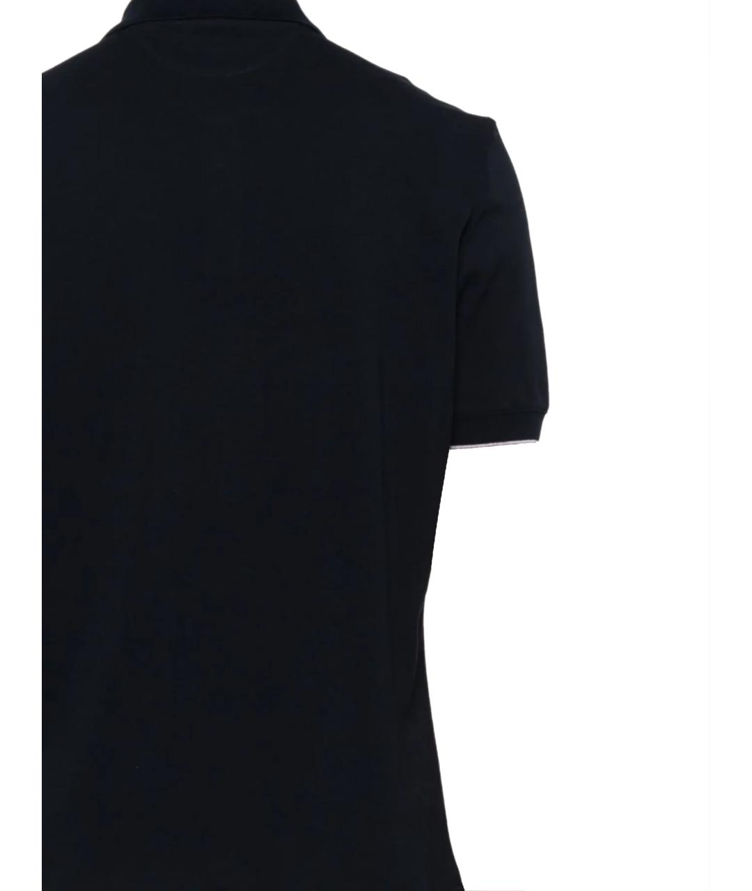 BRUNELLO CUCINELLI Темно-синее хлопковое поло с коротким рукавом, фото 3