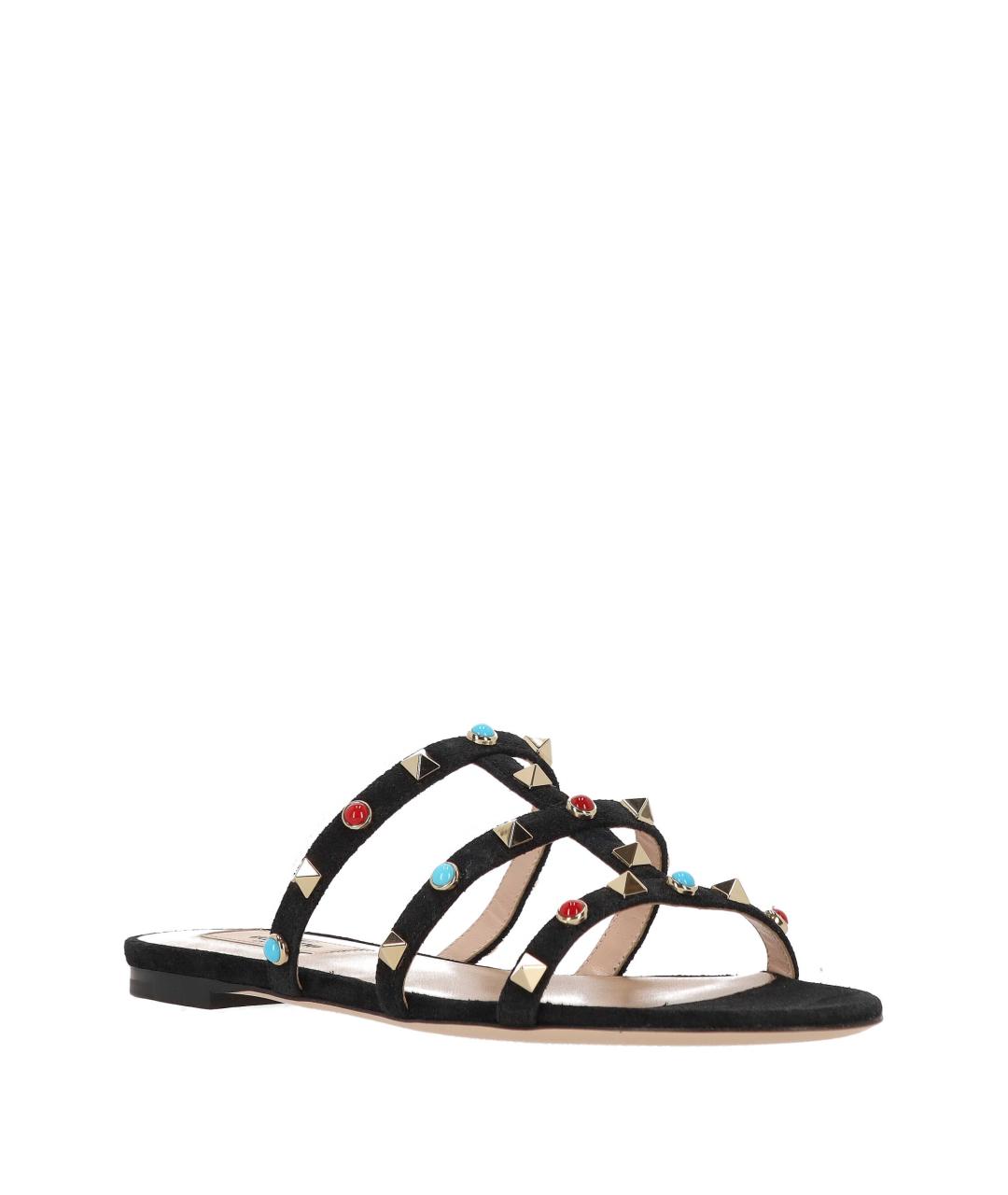 VALENTINO Черные кожаные босоножки, фото 2