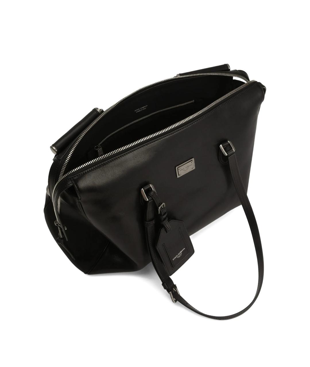 DOLCE&GABBANA Черная кожаная сумка тоут, фото 4